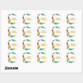 Sticker Rond Sympa tropical hula filles collants fête d'anniver (Feuille)