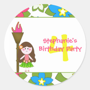 Sticker Rond Sympa tropical hula filles collants fête d'anniver