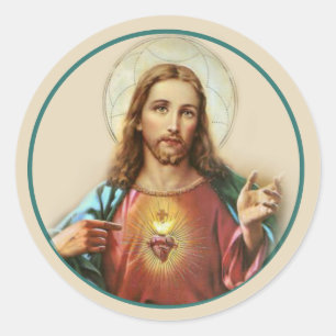 Sticker Rond Sympathie catholique funérailles Mémorial Jésus