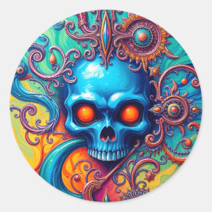 Sticker Rond Symphonie du crâne cosmique