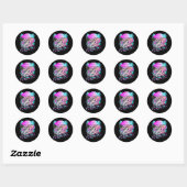Sticker Rond Synthétiseur Octopus Vaporwave Kraken Synth analog (Feuille)