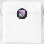 Sticker Rond Synthétiseur Octopus Vaporwave Kraken Synth analog (Sac)