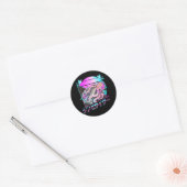 Sticker Rond Synthétiseur Octopus Vaporwave Kraken Synth analog (Enveloppe)