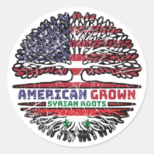 Sticker Rond Syria Syrian US American États-Unis Tree (Devant)