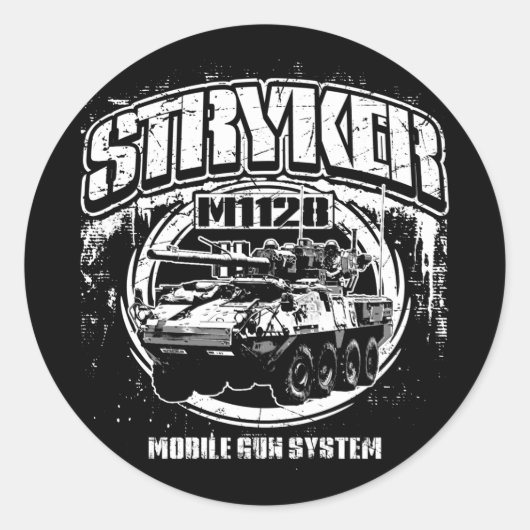Sticker Rond Système d'arme mobile M1128 Stryker (Devant)