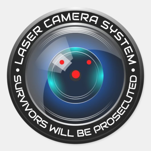 Sticker Rond Système de caméra de sécurité Laser Humour de surv (Devant)