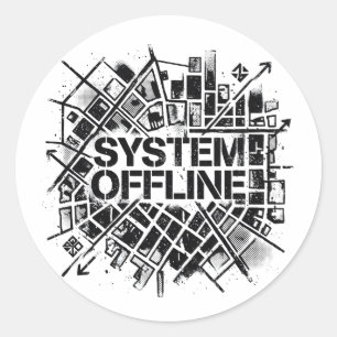 Sticker Rond Système Hors Ligne Pochoir Graphique De Ville Cybe