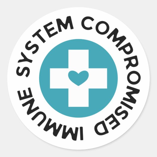 Sticker Rond Système immunitaire Compromis Cross Blue Heart (Devant)