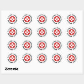 Sticker Rond Système immunitaire Compromis Cross Red Heart (Feuille)