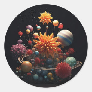Sticker rond système solaire