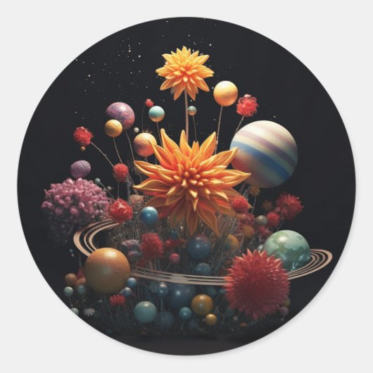 Sticker rond système solaire (Devant)