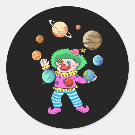 Sticker Rond Système Solaire Planète Clown Jubling Circus pour (Devant)