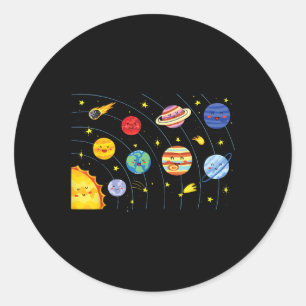 Sticker Rond Système Solaire Planètes Science Space Boys Girls