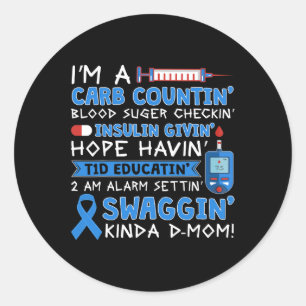 Sticker Rond T1D Diabète Type 1 Diabète Awareness Men Women K