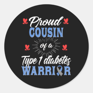Sticker Rond T1D Fière Cousine Sensibilisation au diabète Type