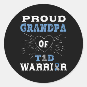 Sticker Rond T1d Fière Grand-père Sensibilisation au diabète Ty
