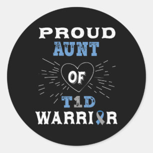 Sticker Rond T1D Fière Tante Diabète Sensibilisation Type 1 Ins