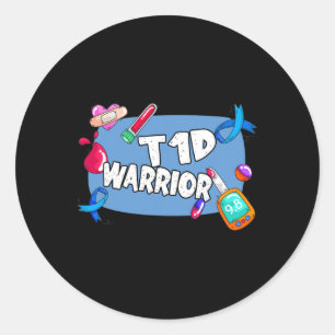 Sticker Rond T1d Guerrier Diabète Type 1 T1 Support