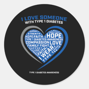 Sticker Rond T1d Hommes Femmes Jeunes Enfants Diabétique Type 1