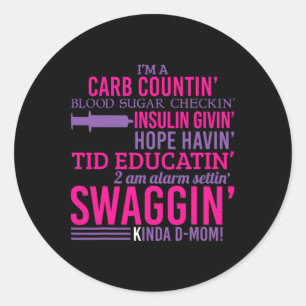 Sticker Rond T1d Plaisir diabétique Type 1 Sensibilisation au d