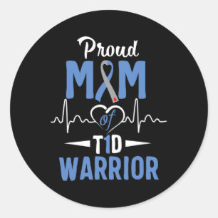 Sticker Rond T1D Proud Maman Diabète Aware Type 1 Insuline Pa