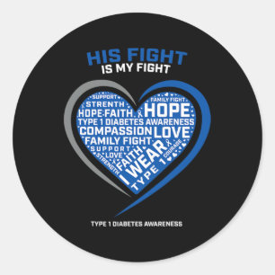 Sticker Rond T1D Sa Lutte Est Ma Lutte Type 1 Diabète juvénile