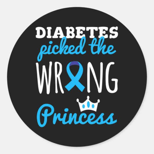Sticker Rond T1D Sensibilisation Princesse Filles Diabétique Ru (Devant)