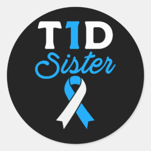 Sticker Rond T1d Sœur Diabétique de type 1 Sensibilisation au d