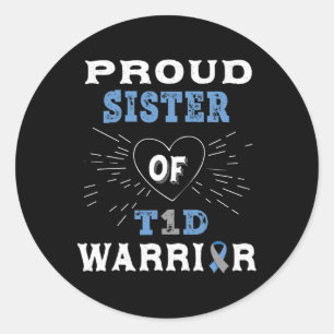 Sticker Rond T1d Soeur Fière Sensibilisation au diabète Type 1