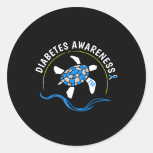 Sticker Rond T1d Tortue de mer Type 1 Sensibilisation au diabèt