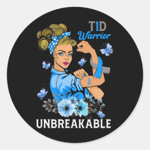 Sticker Rond T1D Type 1 Diabète Guerrier Sensibilisation Indest