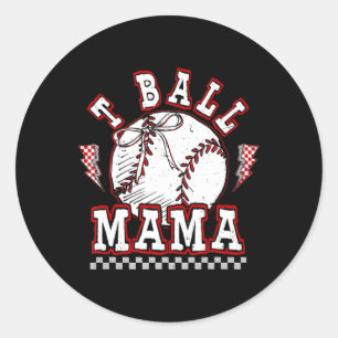 Sticker Rond T-ball Mama Jeu Jour Baseball Maman Joueur de soft
