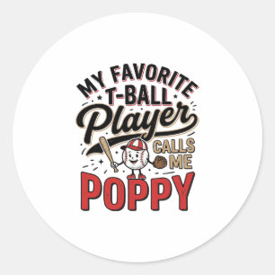 Sticker Rond T-Ball Poppy Vintage Gravure Design de T-Shirt_1