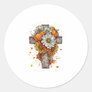 Sticker Rond T Floral automne Pumpkin automne chrétien Rendez g