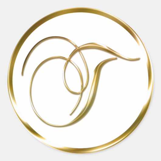 Sticker Rond T Monogramme Faux Enveloppe Or Ou Favoriser Le Sce (Devant)