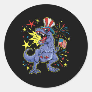 Sticker Rond T-rex 4 juillet fêter l'indépendance