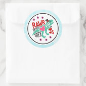 Sticker Rond T-Rex dans un Top Hat Rawr signifie que je t'aime  (Sac)