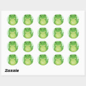 Sticker Rond T-Rex Dinosaur Baby shower vert (Feuille)