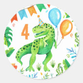 Sticker Rond T rex Dinosaur Boys Anniversaire (Devant)