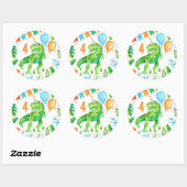 Sticker Rond T rex Dinosaur Boys Anniversaire (Feuille)