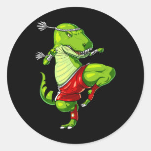 Sticker Rond T-rex Dinosaur Muay Thai Boxe Karate Martial Art