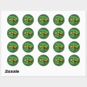 Sticker Rond T-Rex Dinosaure Squelette (Feuille)
