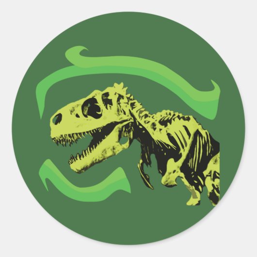 Sticker Rond T-Rex Dinosaure Squelette (Devant)