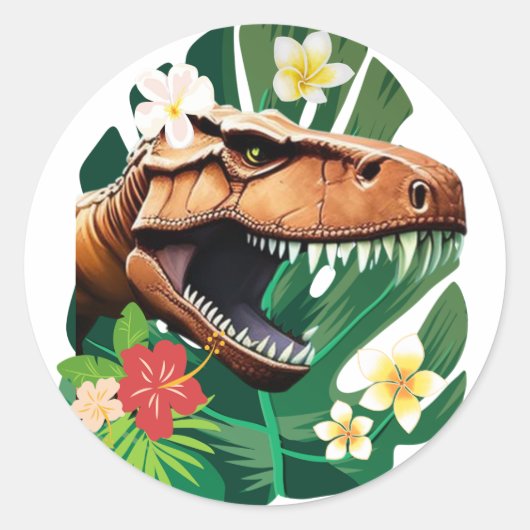 Sticker Rond T-Rex floral (Devant)