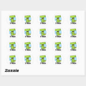 Sticker Rond T-Rex Funny Alphabet Dinosaure Pun (Feuille)