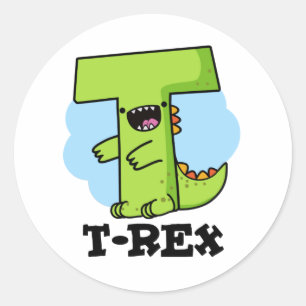 Sticker Rond T-Rex Funny Alphabet Dinosaure Pun