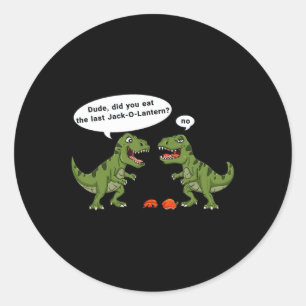 Sticker Rond T Rex Mange Jack-o'-lantern Halloween Garçons Fill