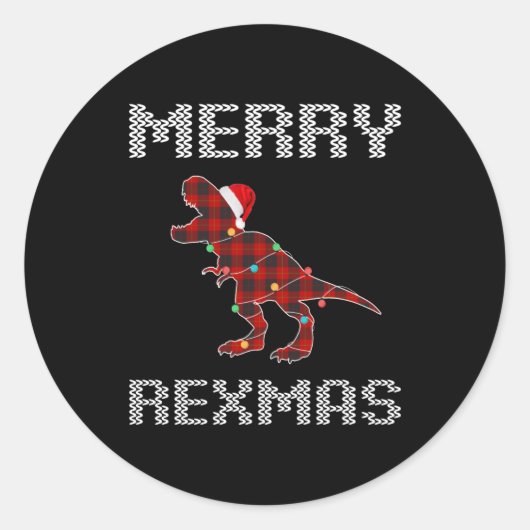 Sticker Rond t rex merry rexmas vend (Devant)