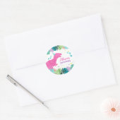 Sticker Rond T-Rex Pink Dinosaur Girl Dino Anniversaire préhist (Enveloppe)