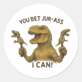 Sticker Rond T-Rex Vous Pariez Jur-Ass Je Peux (Devant)